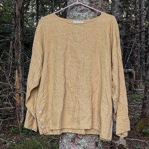 BRYN WALKER Women's Linen Long Sleeve Top, size Large